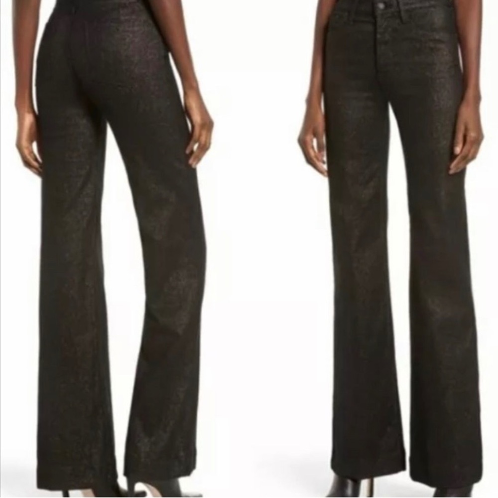 Hudson Holly Metallic Wide Leg Jeans Black Sparkly Denim 26 NWT